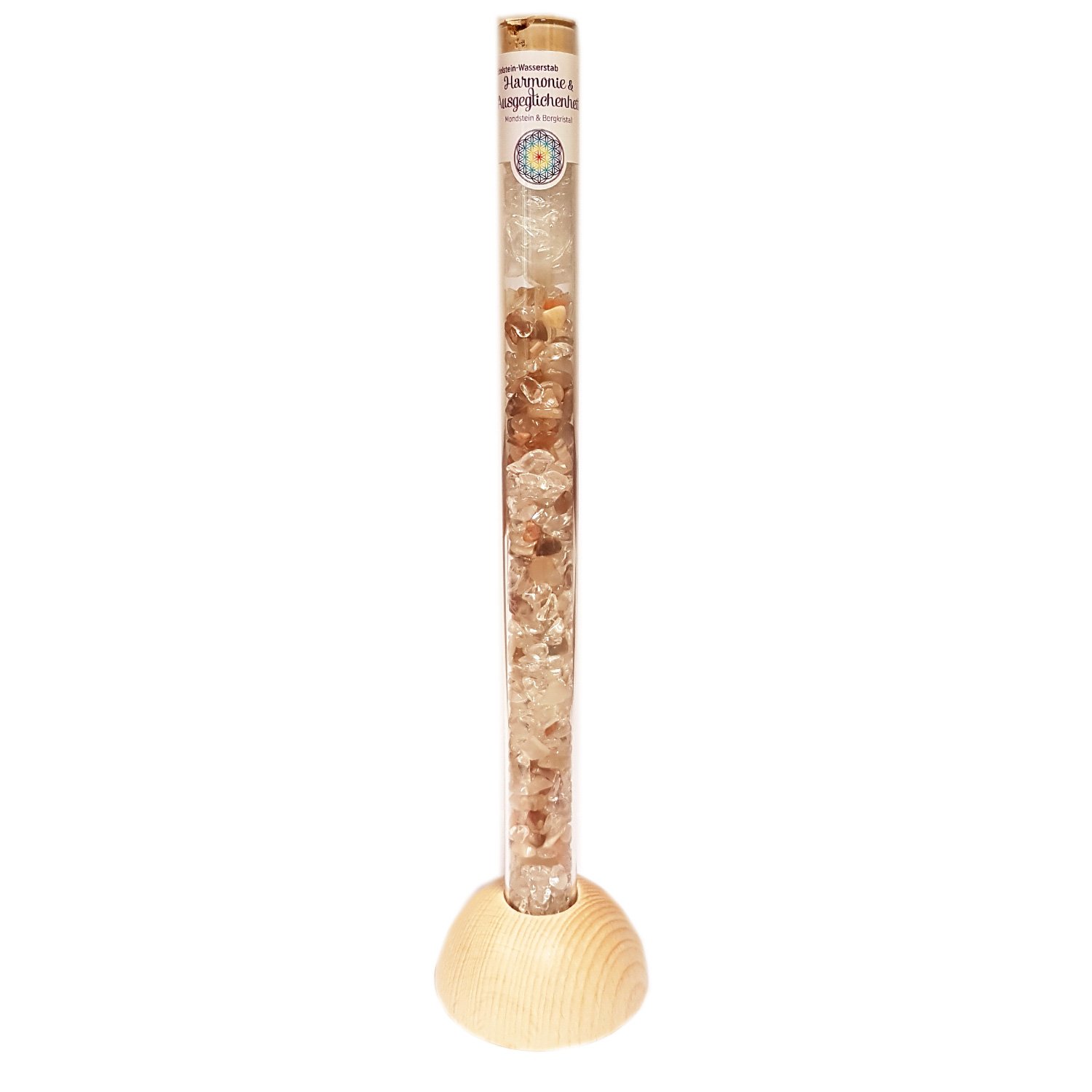 Gemstone Baton, Set of Harmony and Balance: Gemstone Baton to Energise Drinking Water, 25 cm with a Baton Made of Beech Wood Ø 6 cm