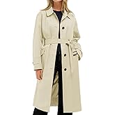 Tankaneo Womens Trench Coats Single Breasted Long Windproof Overcoat with Pockets and Belt