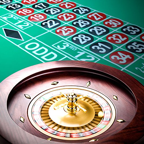 Brybelly Deluxe Wooden Roulette Wheel Set Red/Brown Mahogany with DoubleZero Layout, Casino