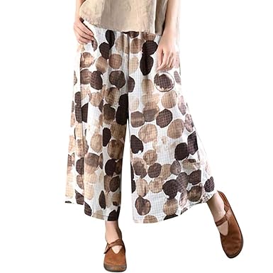 Qiran S Pantalones De Mujer Con Estampado De Lunares Bolsillos