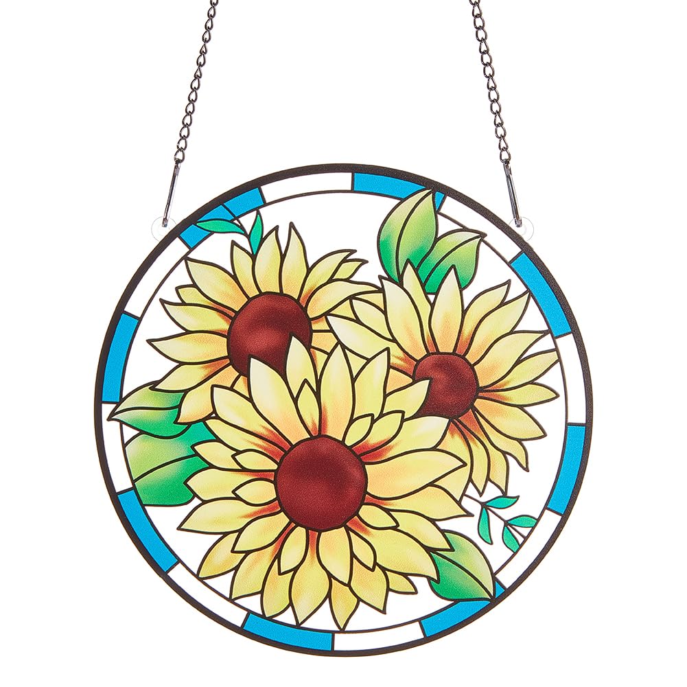PLIGREAT Suncatchers Sunflower Acrylic Stained Glass Sun Catcher Summer Hanging Ornament for Bedroom Living Room Patio Wall Pediments Window Decoration Garden Tree Decor Housewarming Memorial Gifts