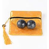 BRABUD 1.4'' Dark Grey Marble Baoding Balls Chinese Health Hand Exercise Balls Stress Relieve Craft Collection (Bag-Packed) darkgrey004