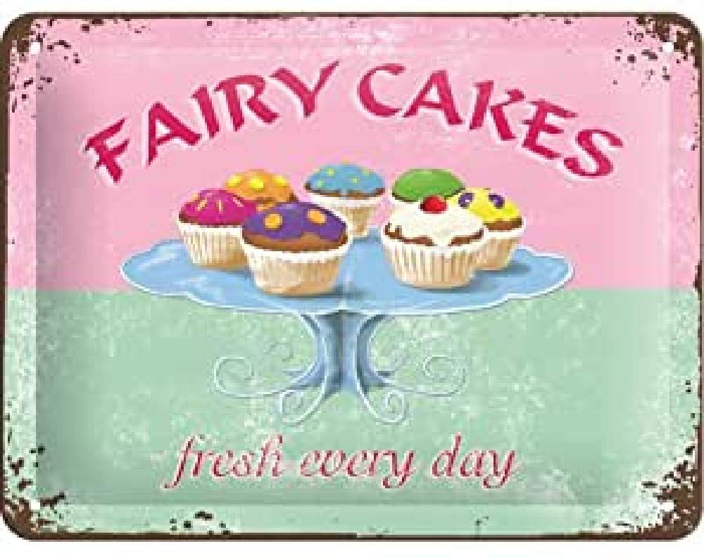 Nostalgic-Art Retro Tin Sign – Home & Country – Fairy Cakes – Kitchen gift idea, Metal Plaque, Vintage design for wall decoration, 30 x 40 cm