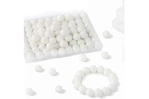 Sunrony 70Pcs Silicone Beads, 15mm Silicone Beads for Keychain Making Silicone Focal Beads Loose Rubber Silicone Beads for Necklace Making Kit and Bulk Round Silicone Beads for Pens (White)