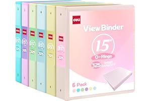 Deli 1.5-inch 3 Ring Binder with 2 Interior Pockets, 325 Sheets Capacity, 1.5 inch Binders fits 11" x 8.5" US Letter Size, As