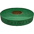The Ticket Gurus-2000 Green Admit One Single Roll Consecutively Numbered Raffle Tickets