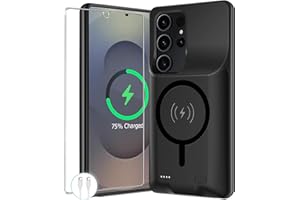 MAXBEAR Battery Case for Galaxy S25 Ultra,12000mAh Portable Protective Wireless Charging Case Compatible with Galaxy S25 Ultra 5G 2025 (6.9 inch) Rechargeable Extended Battery Pack Charger Cover (Black)