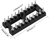 sourcing map 10pcs DIP IC Socket 2.54mm Pitch 20 Pin Round Solder Type Black view 2