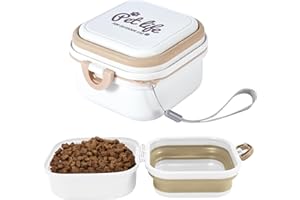 ROPFEE Collapsible Dog Bowls, Travel Food and Water Bowl with Lid for Cats and Dogs, 2-in-1 Portable Food Feeding and Storage Solution, Perfect for Traveling, Camping & Walking (S/ 60oz)