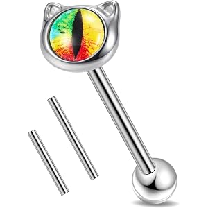 BYARLEO G23 Titanium Cat Tongue Ring Straight Barbell 18mm Body Piercings | Hypoallergenic for Women & Men F136 Implant Grade