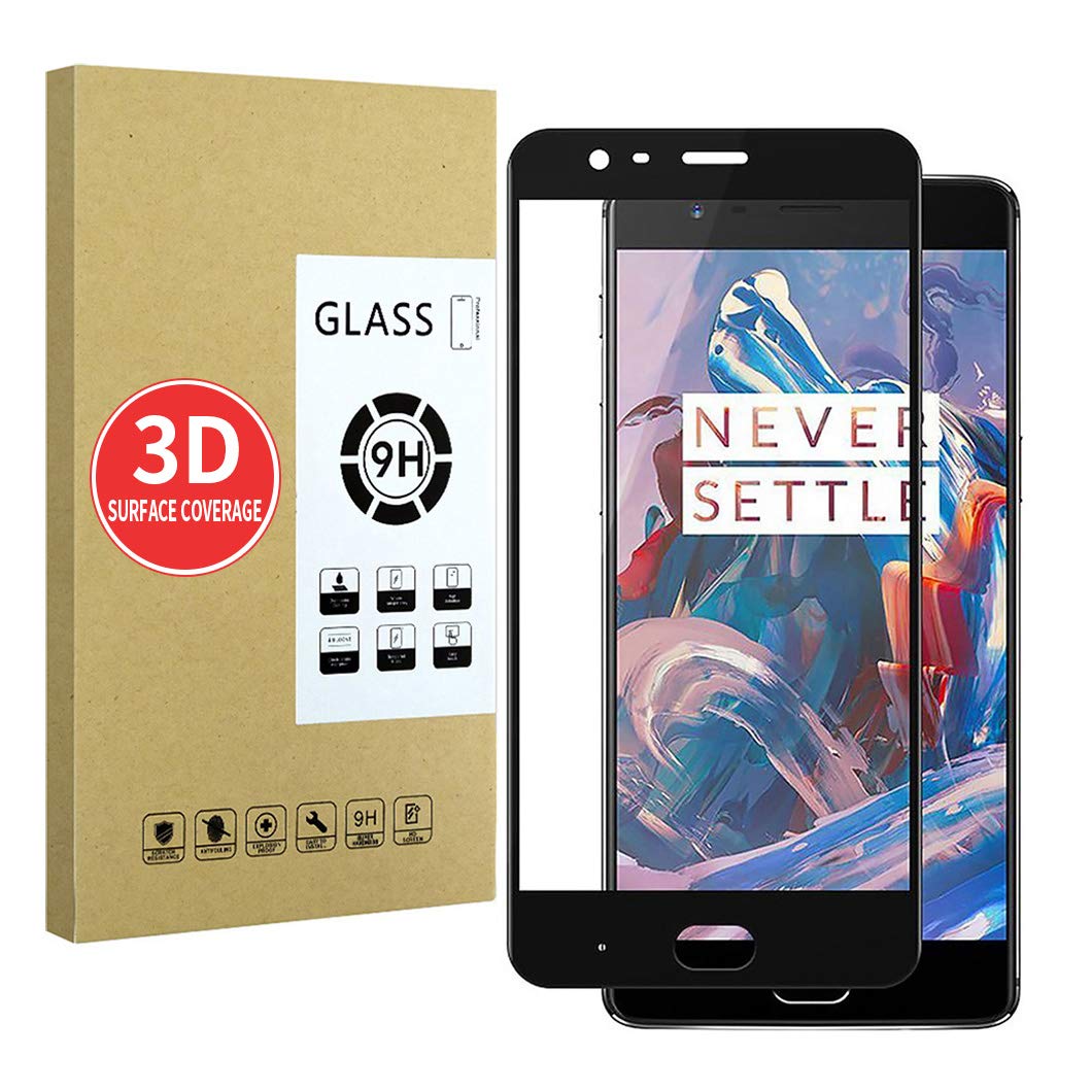X-Dision Screen Protector Compatible with OnePlus 3 [Black],[High Definition][Sensitive Response],3D Tempered Glass,[ Bubble-free Installation][Clear Scratch-Resistant]