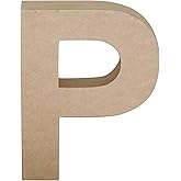 Papier Mache Paper Mache Letter P, 7" Size, Brown