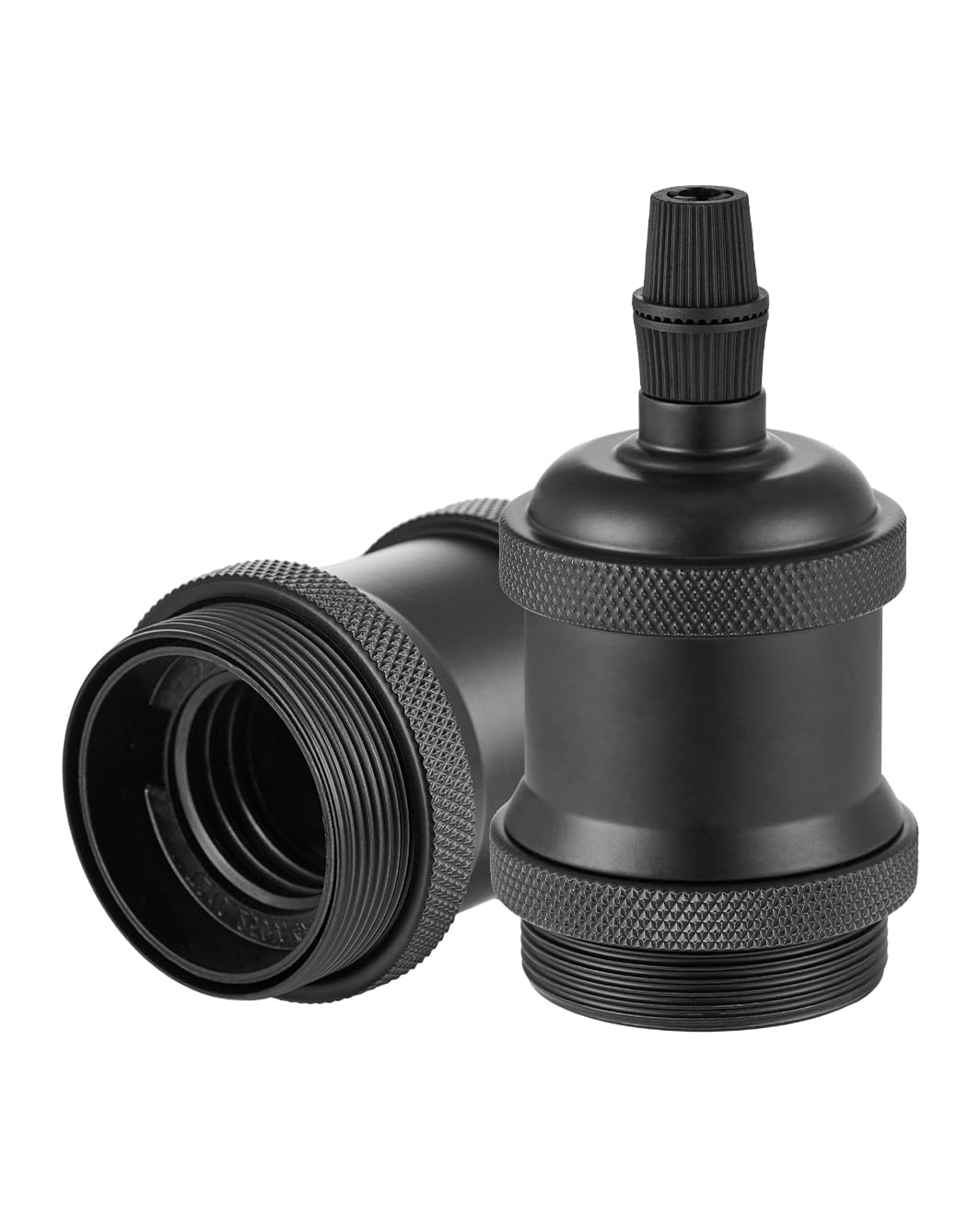 Vecys 2 PCS E27 Vintage Bronze Lamp Socket Adapter Edison Retro Lamp Holder Adapter for Vintage Light Bulbs Pendant Lamp（Black）