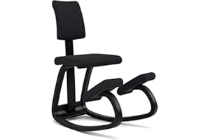 Varier Variable Plus Ergonomic Kneeling Chair with Backrest Black/Black| Active Sitting Posture Support Home Office Desk Chair | 10 Year Guarantee