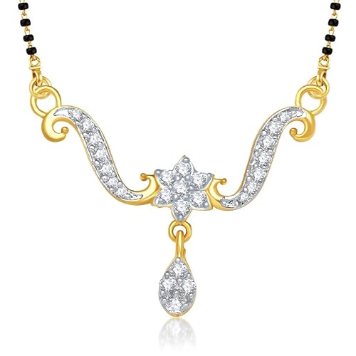 VK Jewels Pushpalata Gold and Rhodium Plated Alloy Mangalsutra for Women made with Cubic Zirconia - MP1209G [VKMP1209G]