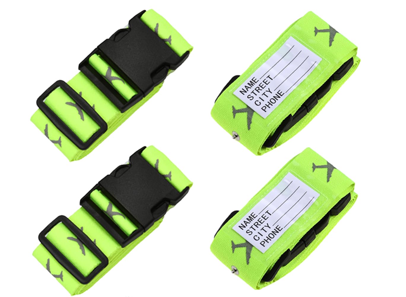 Bansga Luggage Strap Suitcase Belts Travel Accessories 4-Pack(Green&Green)