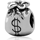 ARTCHARM 925 Sterling Silver Money Dollar Pocket Bag Pouch Purse Bead For European Charm Bracelet