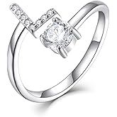 STARCHENIE Adjustable Initial Ring for Women 925 Sterling Silver Letters A-Z 26 Alphabet Rings Size 7