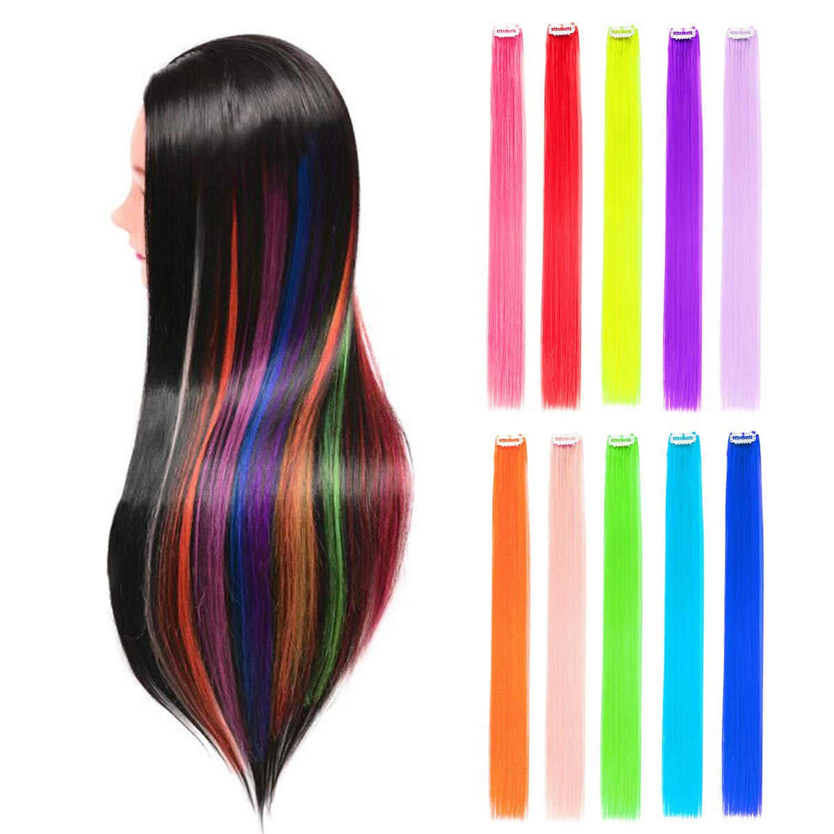 Bhf Hair 10pcs Straight Colored Clip In Hair Extensions For Party