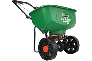 Scotts Turf Builder Edgeguard DLX Broadcast Spreader - Precision Application - Spreads Grass Seed, Fertilizer, Salt for Bigge