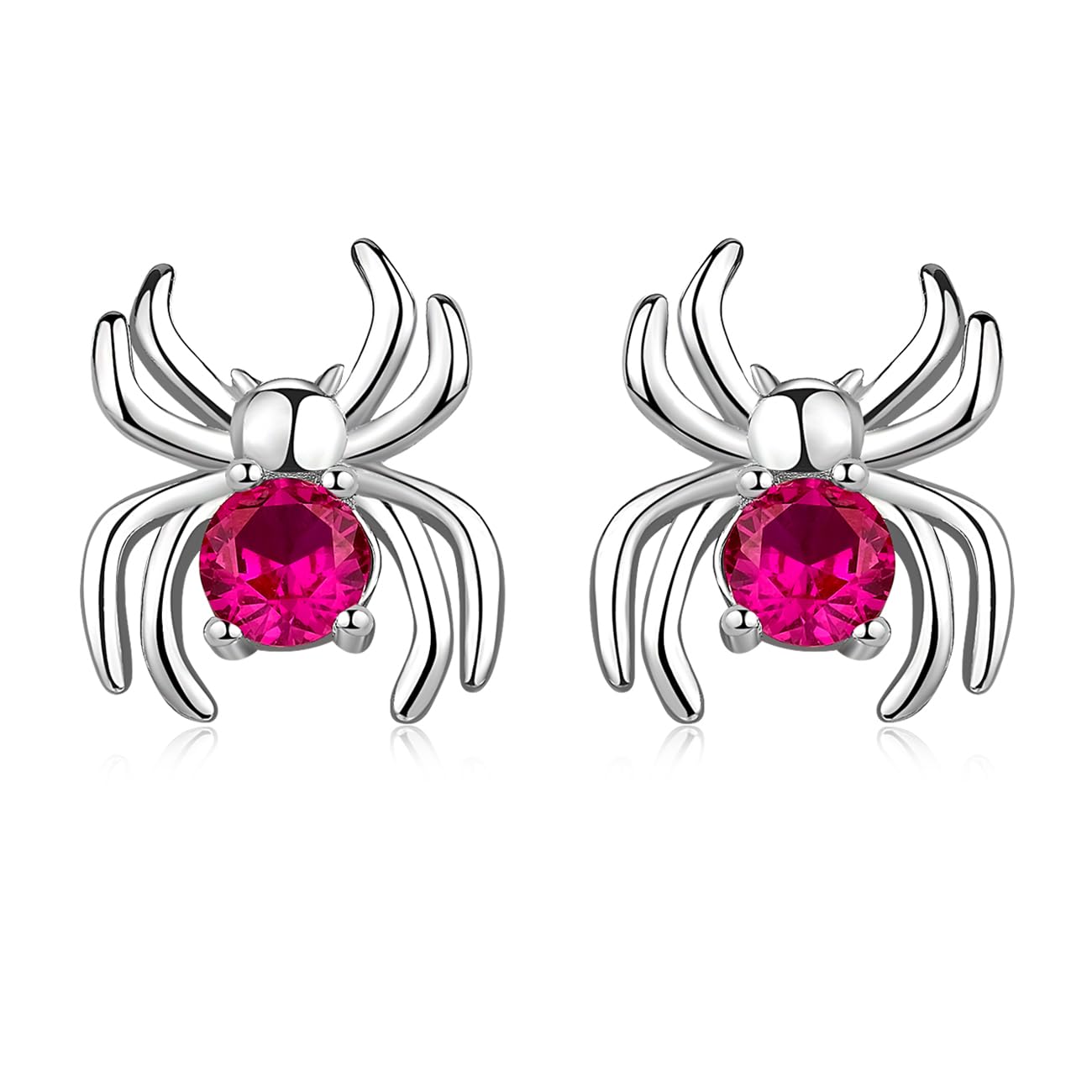 LINSTER Sterling Silver Spider Stud Earrings: 925 Sterling Silver, Cubic Zirconia, Halloween, Hypoallergenic, 0.47*0.39 in/1.2*1.0 cm, 0.05oz/1.5g