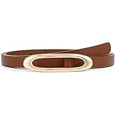 HOTWILL Women Skinny Belt for Jeans Dresses Thin Waist Ladies Faux Leather Belts with Gold Buckle