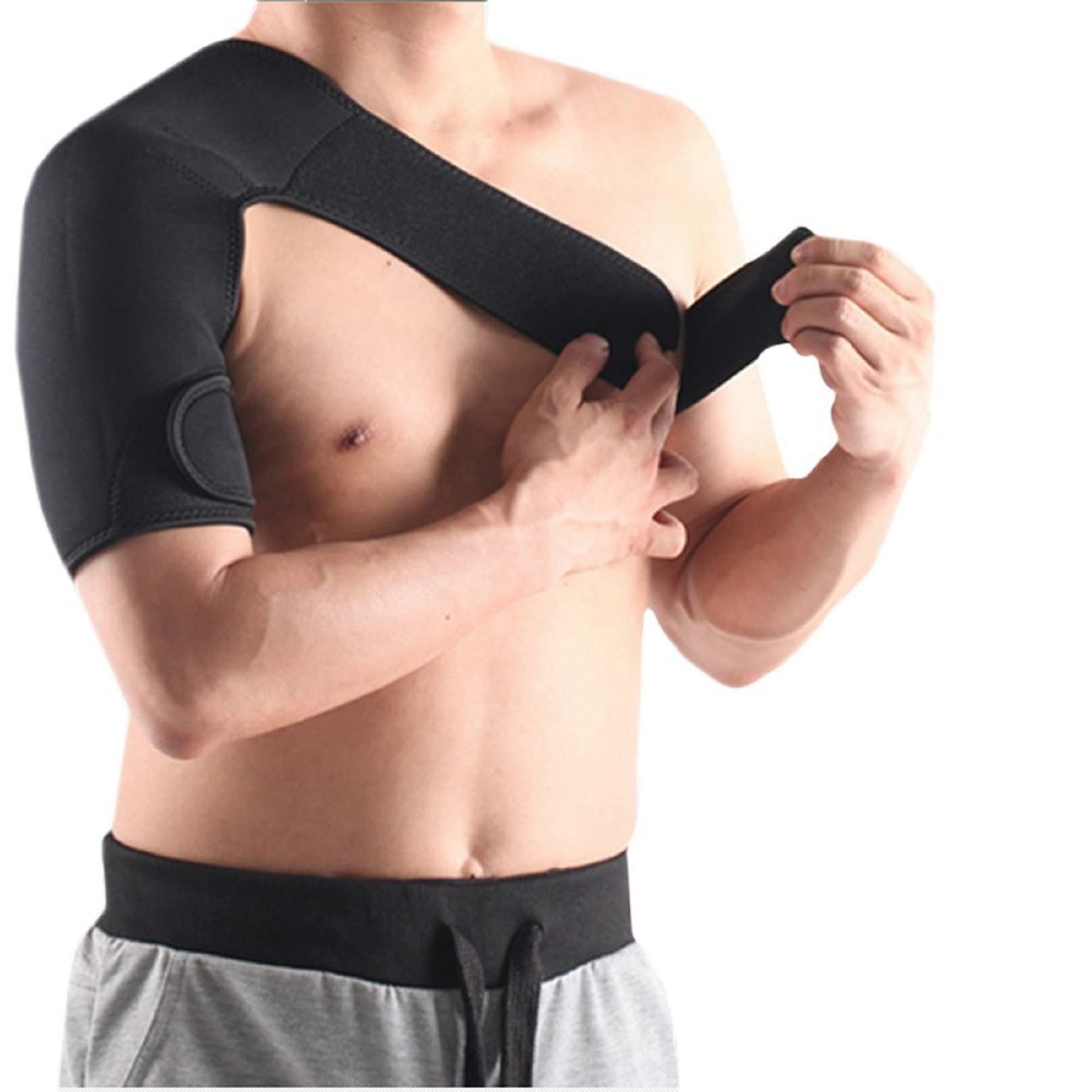 Duomi Adjustable Neoprene Right Shoulder Support Strap Arthritis Gym Sports Brace Pain Relief Injury Prevention [One Size]