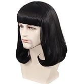 NIUOBYS Black Short Bob Wig with Full Bangs for Men and Women's Anime Cosplay Costume Hair for Halloween Party