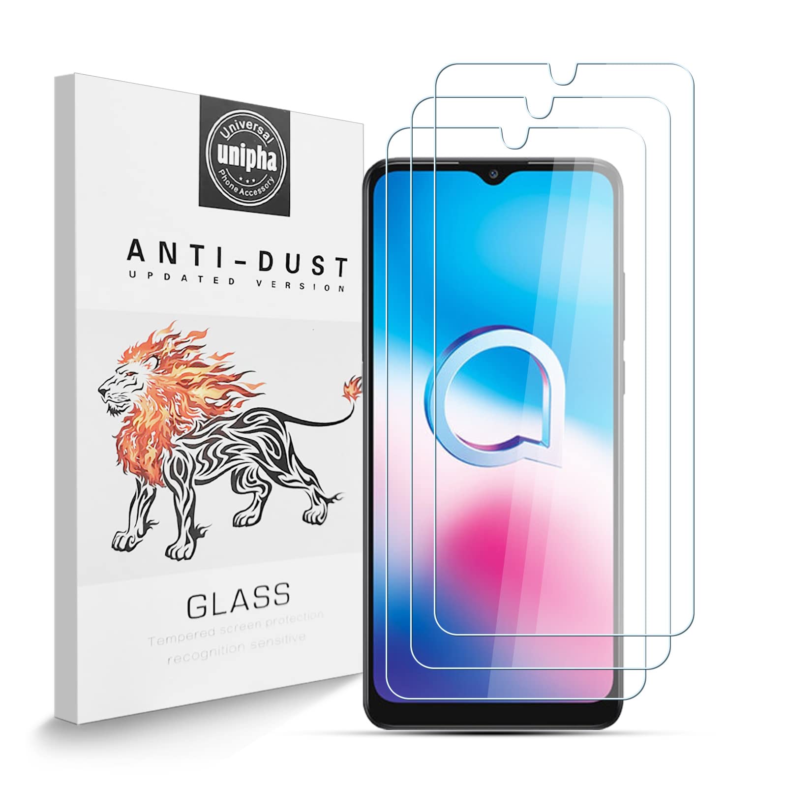 Zidwzidwei Screen Protector Compatible with Alcatel 1SE 2020, 9H Hardness Tempered Glass, Anti-Scratch, Easy Installation, Shatterproof Screen Protector for Alcatel 1SE 2020 [Pack of 3]