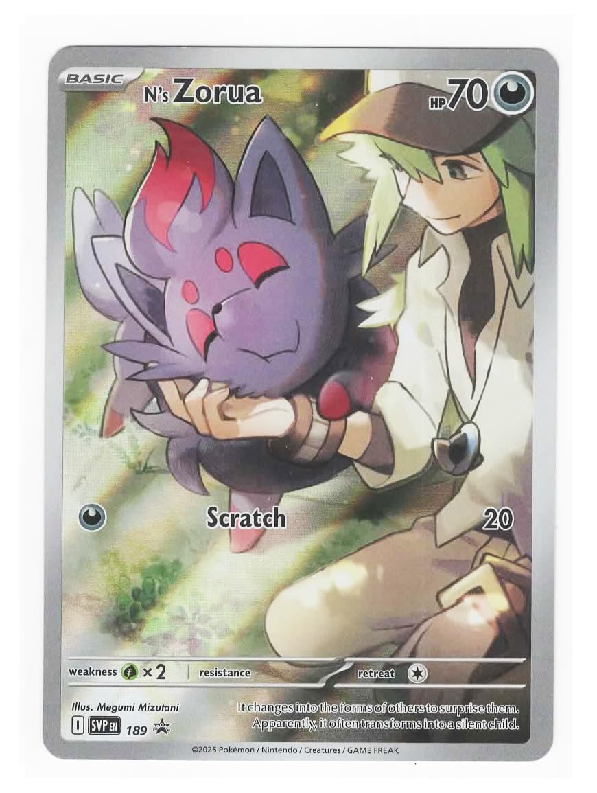 Pokemon - N’s Zorua – SVP 189 Journey Together Black Star Promo – Illustration Card - Foil