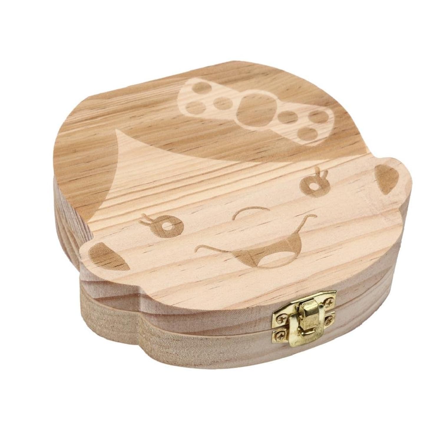 Sannysis Caja de almacenamiento de madera para Dientes de leche