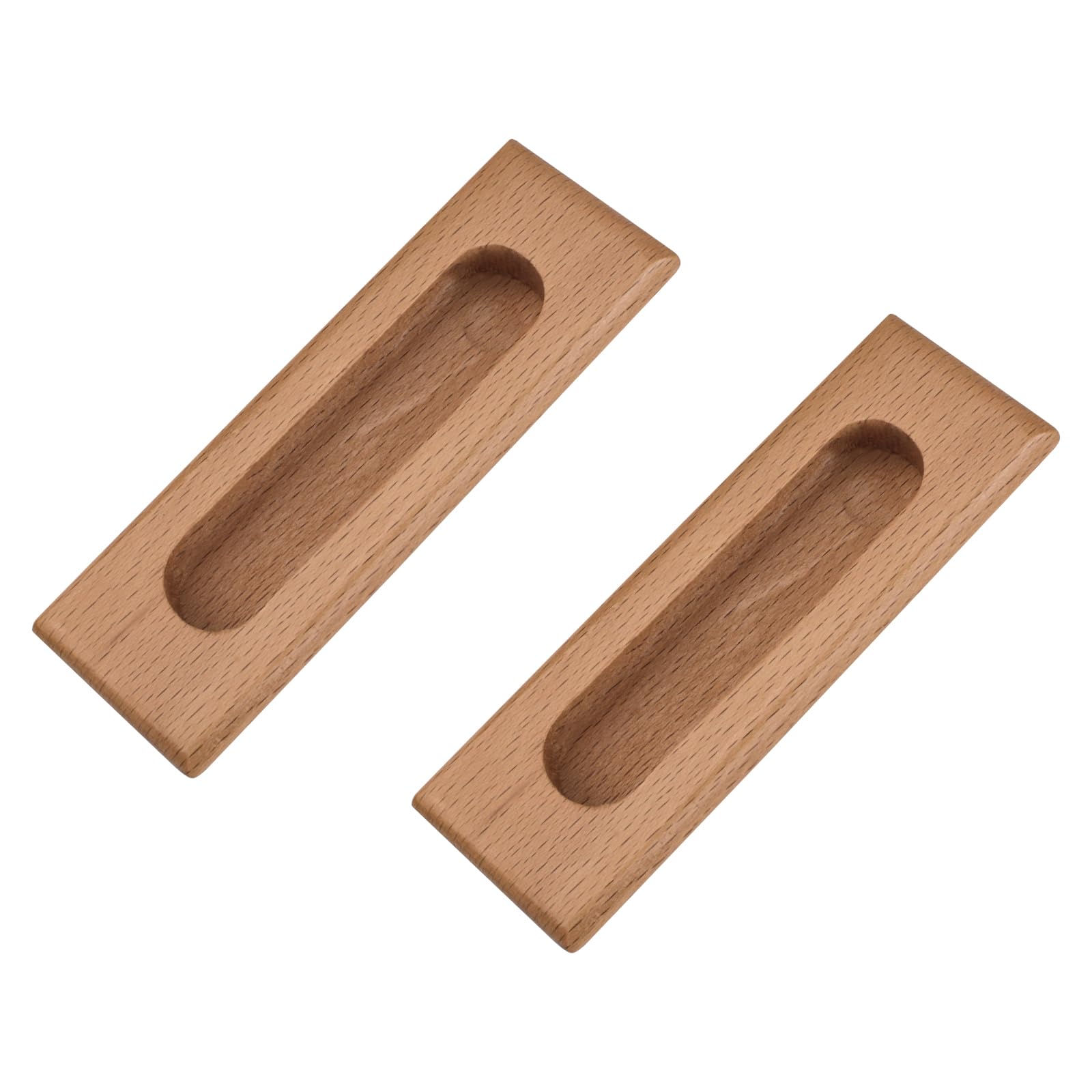 MOROBOR 2PCS Rectangular Wood Recessed Concealed Handle, Embedded Design Sliding Door Handle Wood Cabinet Pulls Flush Sliding Closet Door Pulls for Sliding Barn Bypass Door Wardrobe Drawer Pulls