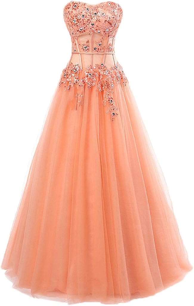 Lowime Women's Elegant Sweetheart Tulle Prom Dresses