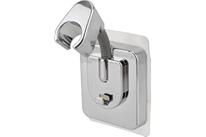 BOXOB 360° Adjustable Shower Head Holder Bracket with Hook, No-Drill Wall Mount for Handheld Shower Wand with Strong Adhesive