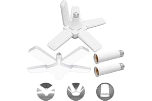 Coomoors Led Garage Lights 2 Pack, 100W LED Shop Light, 10000LM 6500K E26/E27 Garage Ceiling Light with 5 Adjustable Panels for Garage Workshop Basement Workbench Barn Warehouse