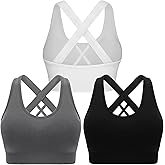 Double Couple Sports Bras for Women Padded High Impact Seamless Criss Cross Back Workout Tops Gym Activewear Bra