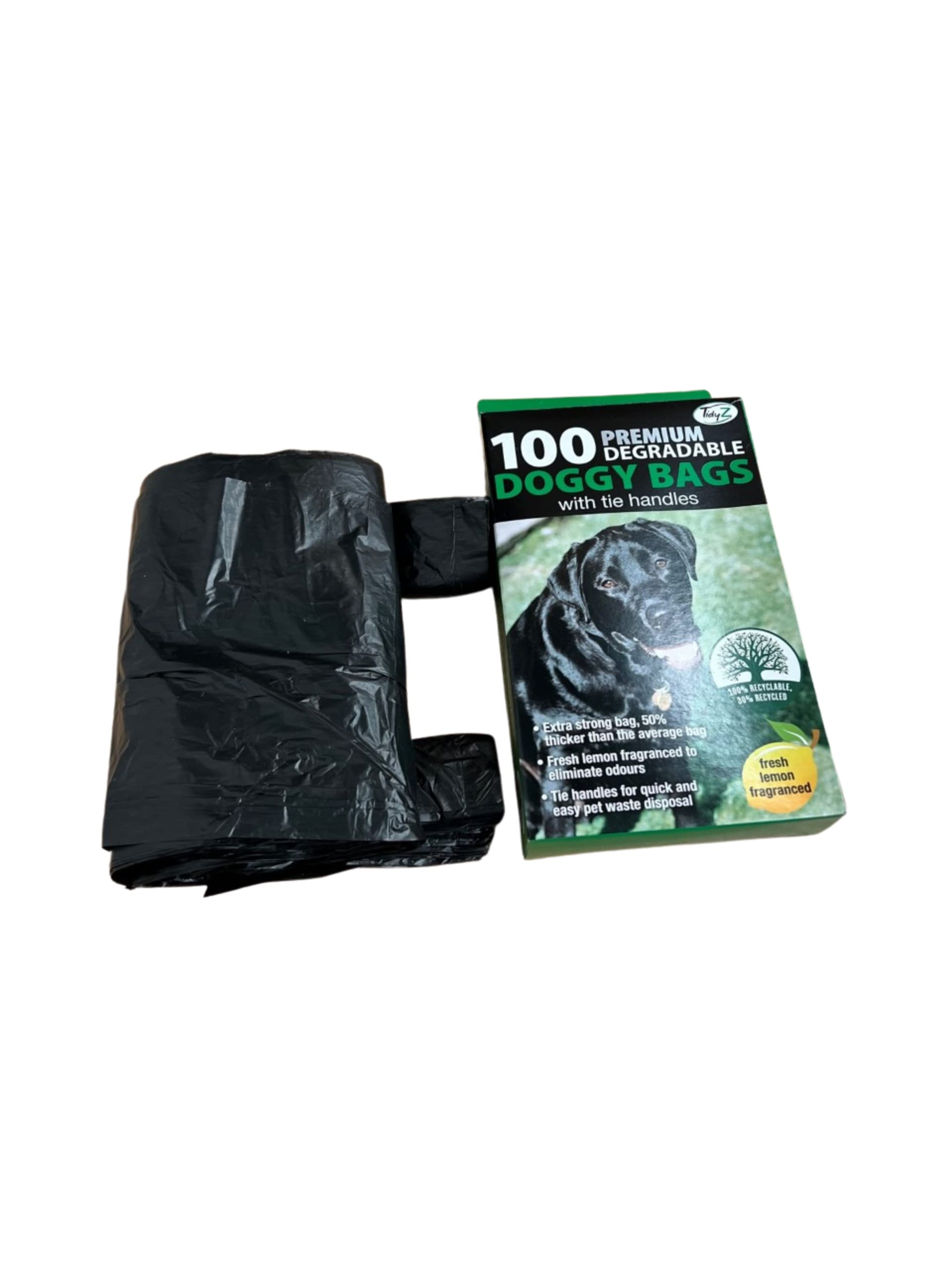 Tidyz 1, 100, 200 or 600 - PREMIUM FRAGRANCED EXTRA STRONG BLACK Doggy Poo Poop Bags (2 x Box of 100)