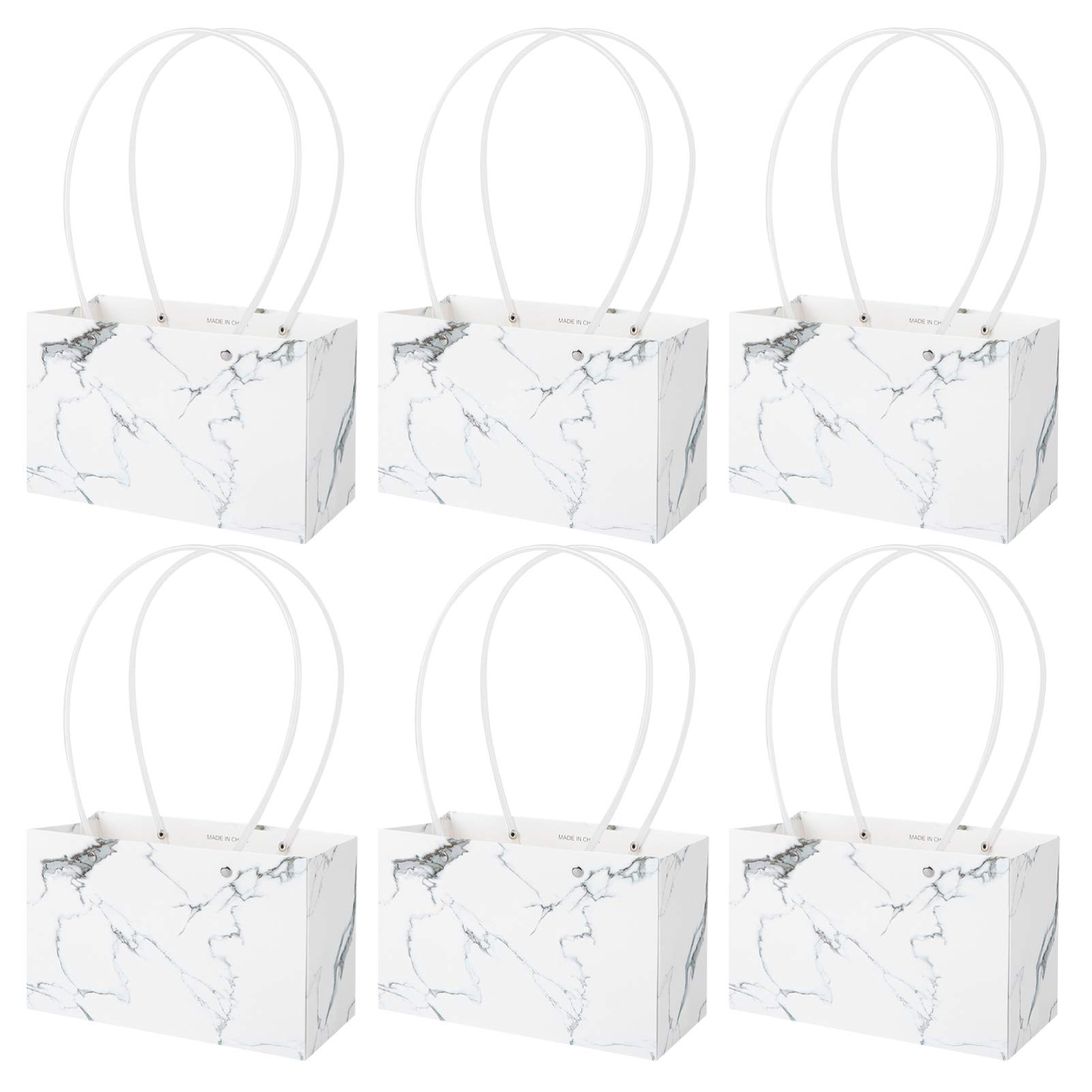 Cabilock 6pcs Bouquet Gift Bags Kraft Flower Bags with Long Handles Christmas Candy Tote Bags Florist Packaging Box for Wedding Holiday