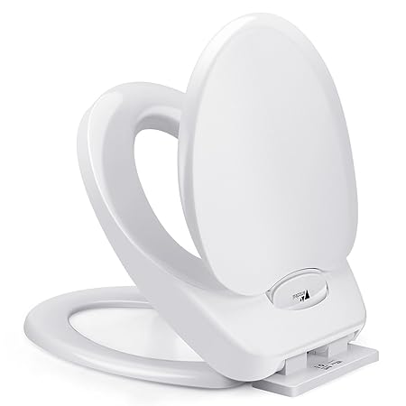 Amzdeal Toilettensitz Familie mit Kindersitz, WC Kindersitz, Toilettendeckel Absenkautomatik mit Soft-Close Funktion und 4 ru