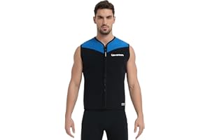Lemorecn Wetsuit Top for Men Women,3mm Sleeveless Front Zip Neoprene Wetsuit Vest Jackets