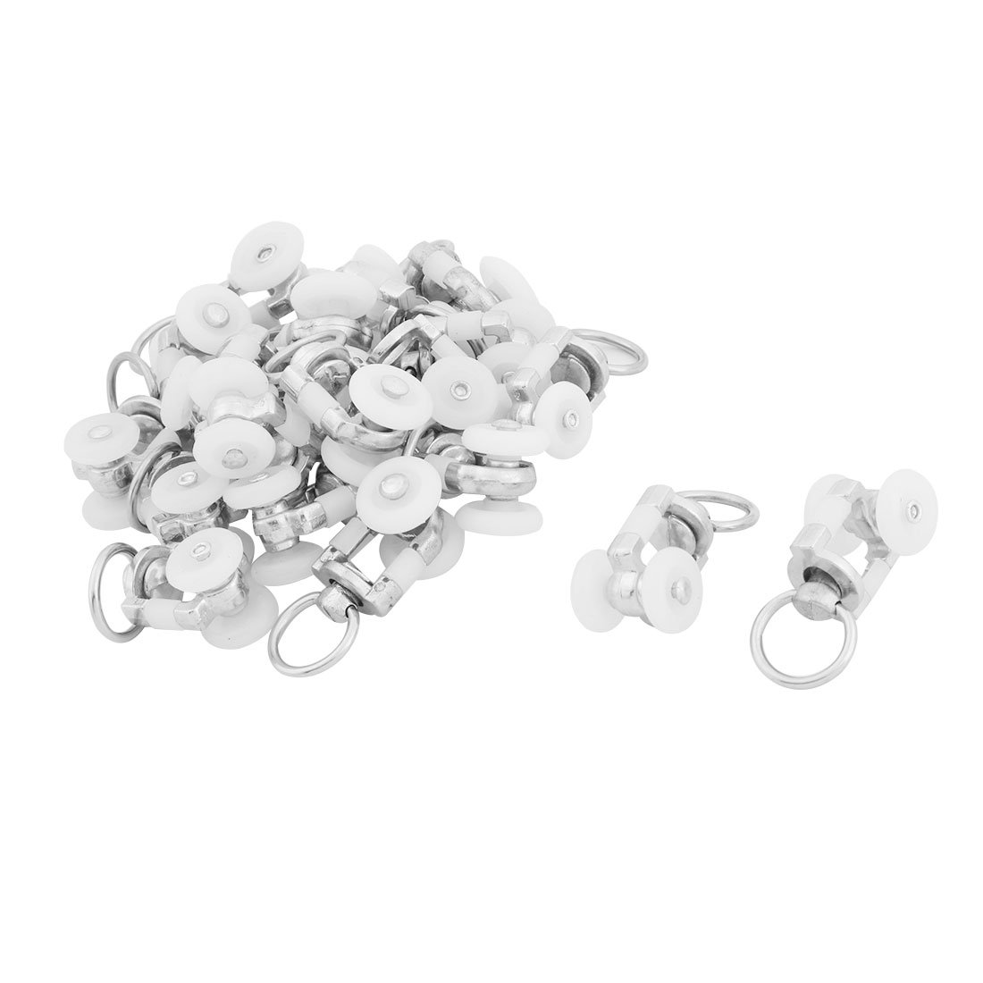 sourcing map Cortina De Doble Rueda De Plástico Rollo De Pista Blanco 40mm Altura 20 Piezas