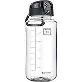 Fanhaw 32 Oz Clear Tritan Water Bottle, BPA-Free & Leak-Proof, Wide Mouth with Anti-dust Chug Lid, Reusable Plastic Bottle for Gym, Travel, School & Office (Clear&Black)
