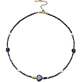 LOUHCY Beaded Choker Necklace for Women, Boho Natural Stone Pearl Choker Necklace Handmade Summer Beach Jewelry