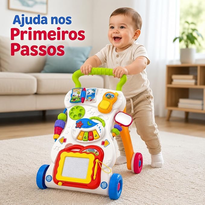 Andador Musical 3 em 1 Infantil | com Luzes, com Sons, Atividades Educativas