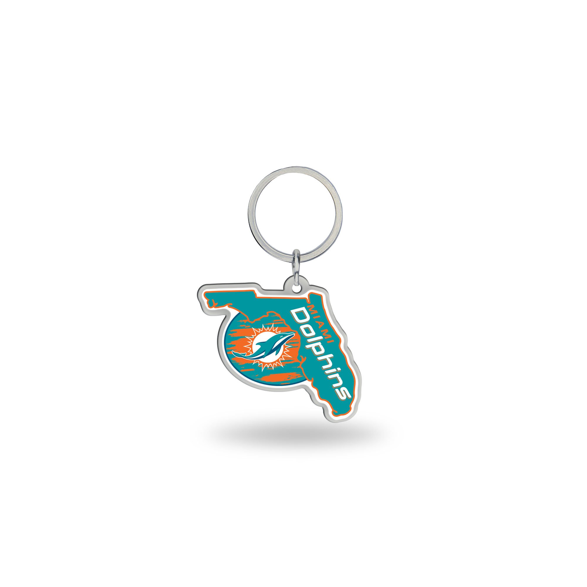 Rico Industries NFL State Shape Keychain, Miami Dolphins, 2 x 3-inches