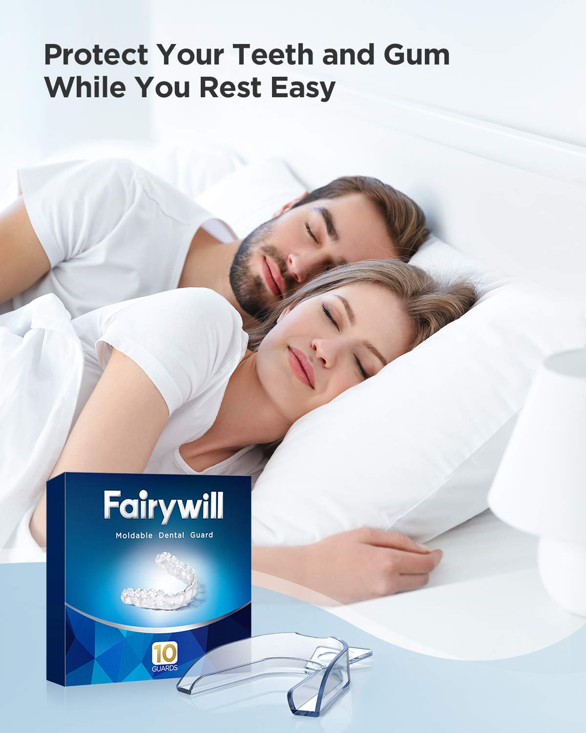 Fairywill Mouth Guard for Grinding Teeth, 10 Packs, BPA-free, Night Guards for Teeth Grinding, Bruxism, Teeth Whitening Trays, Sports, Teeth Grinding Mouth Guard for Sleep, Case Include : Beauty