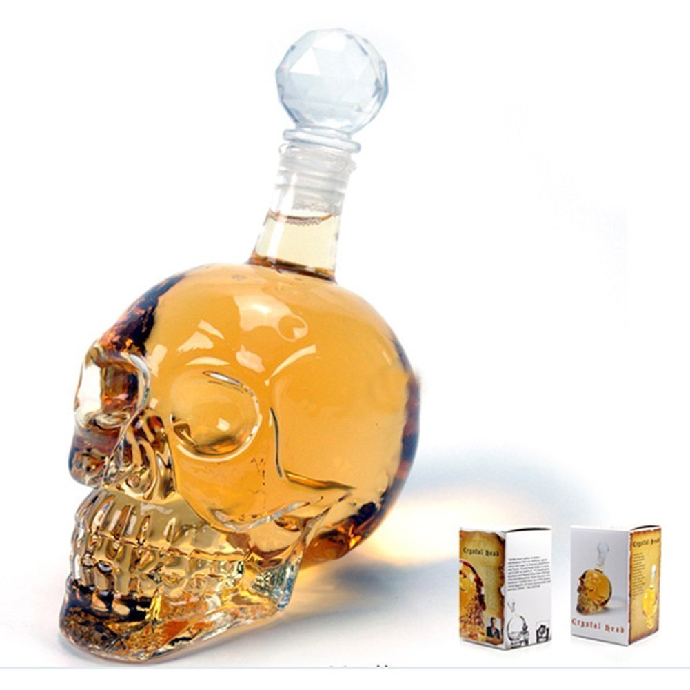 Skull Head Vodka Whiskey Shot Glass Bottle Drinking Home Bar Decanter