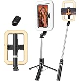 Kalofaye Selfie Ring Light with Tripod Stand, Tripod with Light for iPhone | Extendable Selfie Stick with Light for Phone, Live Streaming, Makeup, Travel, Video, Includes Phone Holder&amp; USB-C Powered