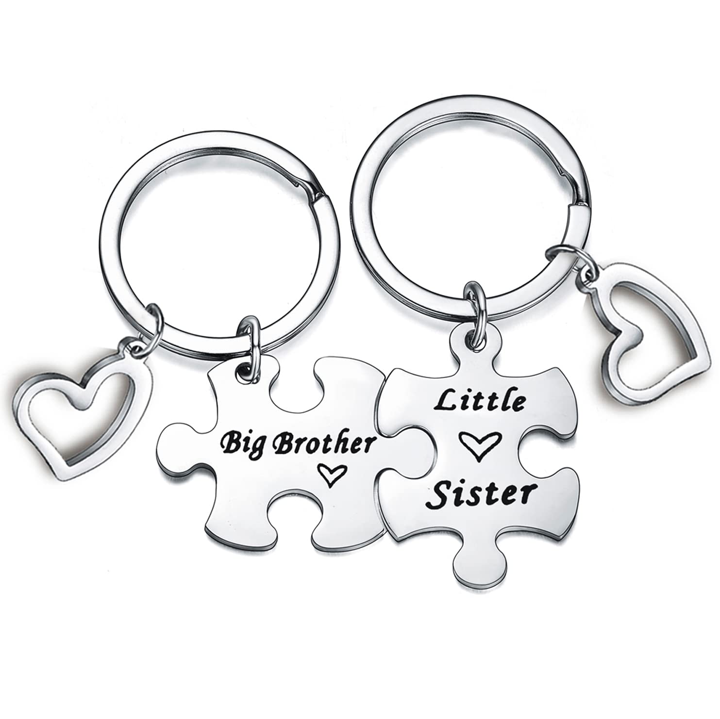 Waeceip 2PCs Big Brother Little Sister Keyring Gifts For Brother From Sister Birthday Christmas Gifts For Sister Puzzle Keychain Friendship Gifts