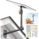 Starlink Mount, 3-Point Pivot with Extension for Standard 4/4X/Gen3/V3/V4 | 360&deg;Swivel, Dual 90&deg;Tilt, Height/Reach Adjustable Without Disassembly, Weatherproof for Wood/Concrete Wall Roof Fascia Eave